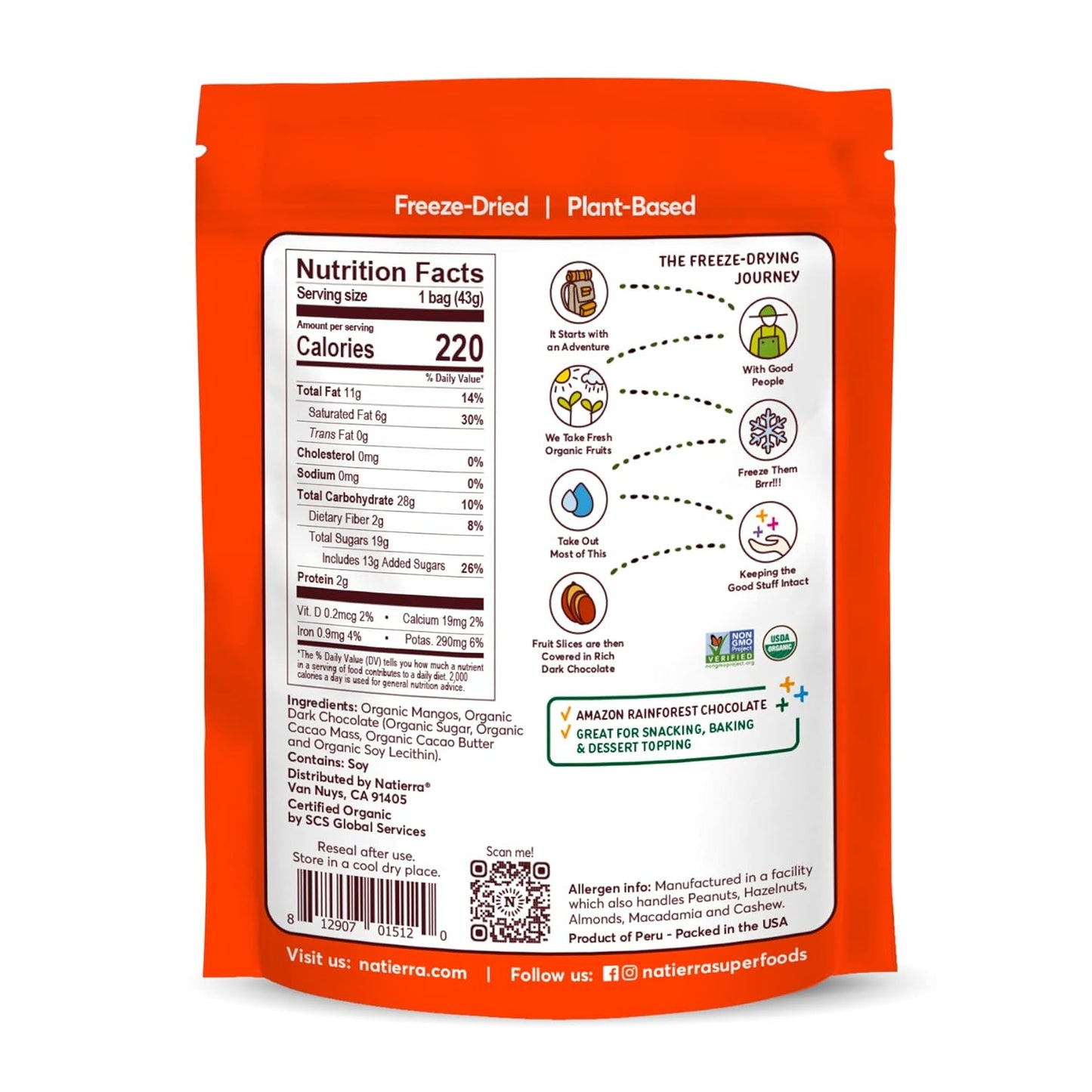 Natierra Nature's Organic Freeze-Dried Bananas | Gluten Free & Vegan | 2.5 Ounce (Pack of 3)