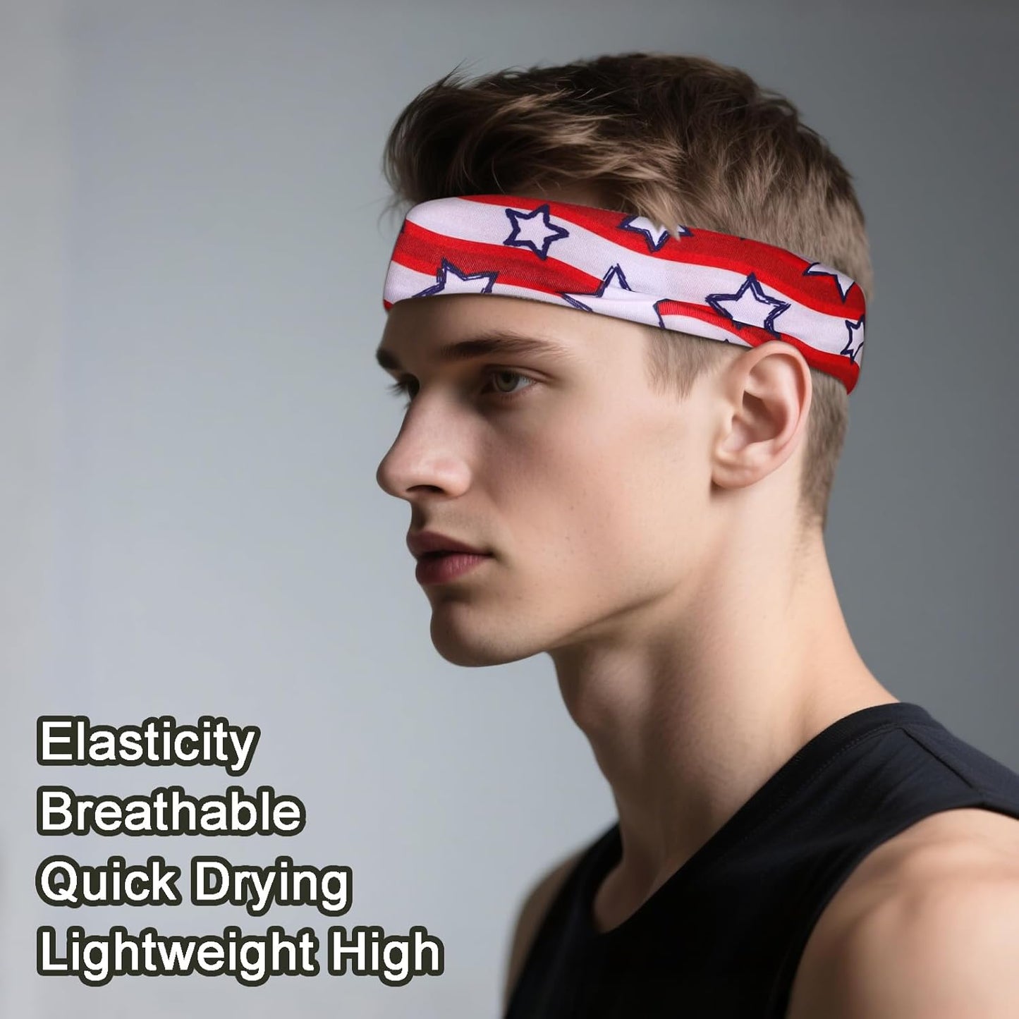 Men's 9-Pack Sports Headbands | Stretchy Sweatbands for Running & Workouts