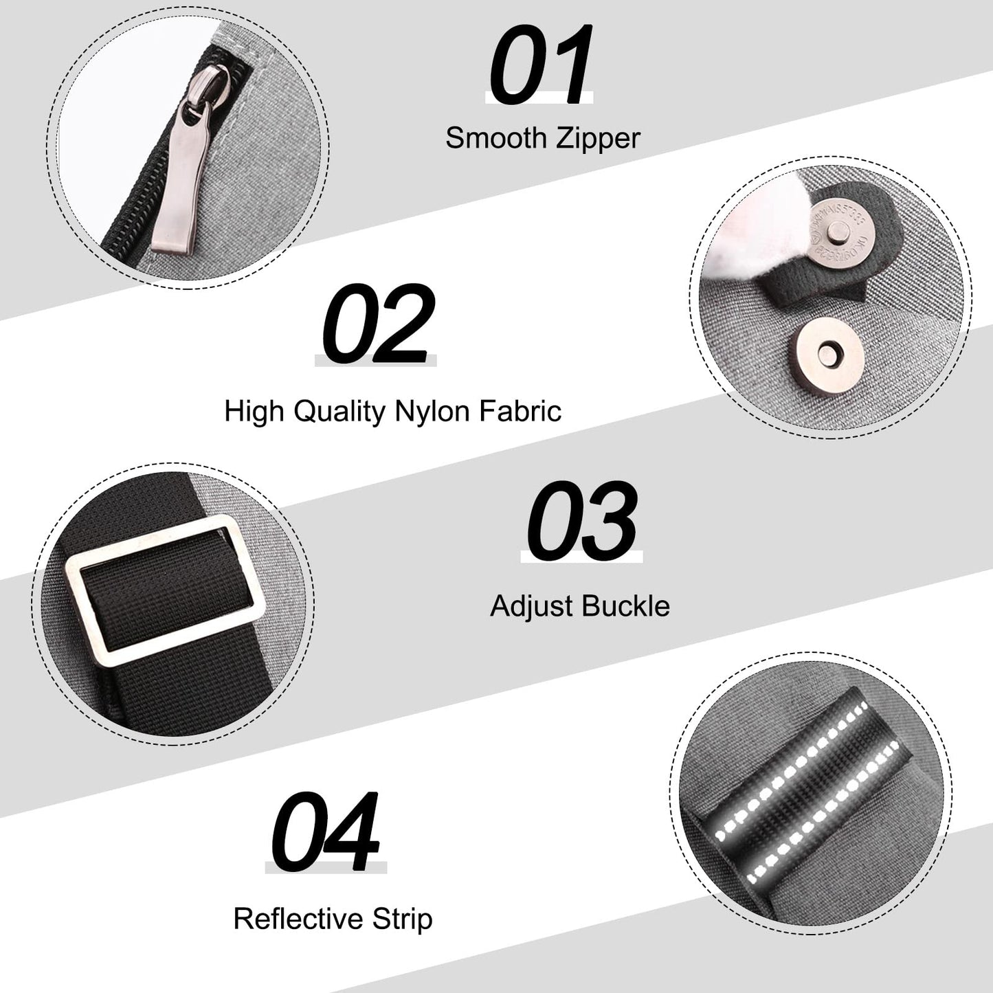 FANDARE Anti-Theft Sling Bags Chest Shoulder Backpack Crossbody Bags Cover Pack Rucksack Crossbody Bag for Men Women Travel Hiking Bicycle Sport Gym Daypacks Waterproof Nylon Gray B