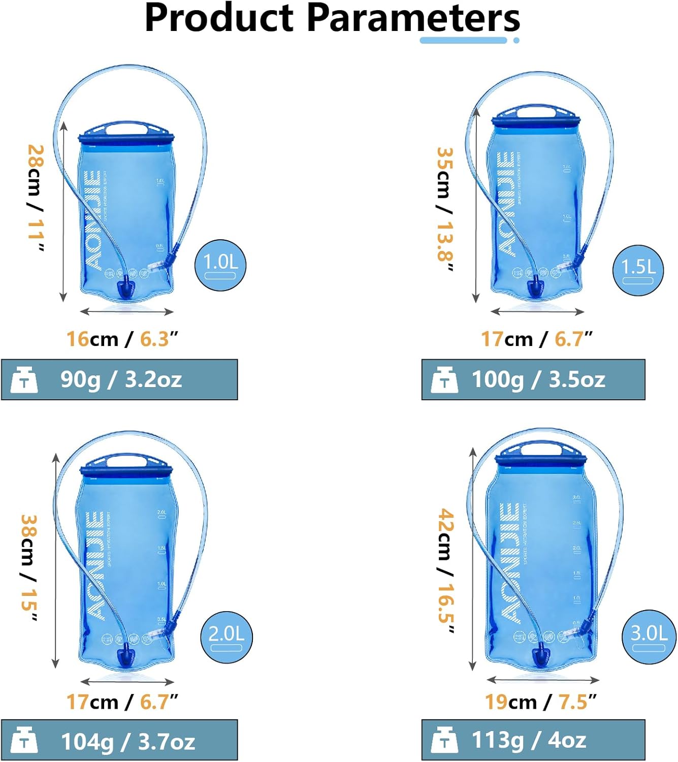 JEELAD TPU Hydration Bladder Water Bladder Ultra-Durable Water Storage Bladder for Hydration Backpacks Outdoor Hiking Running Cycling Camping Climbing