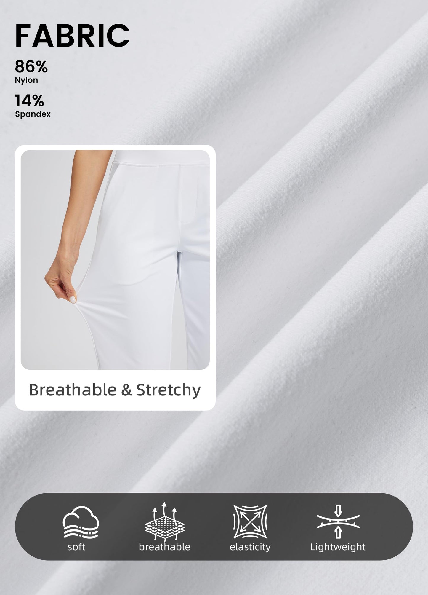 Libin Women's Pants with 4 Pockets Golf Pants 25''High Waisted Stretchy Ankle Pant for Travel Casual Athletic Busniess Work White S