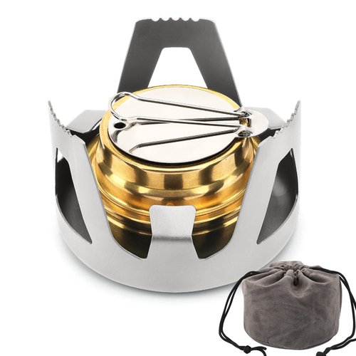 KOMCLUB Mini Alcohol Stove for Backpacking Portable Alcohol Stove Spirit Burner Ultralight Camping Mini Camp Stove Cookware Set Outdoor Camping Hiking Backpacking Picnic