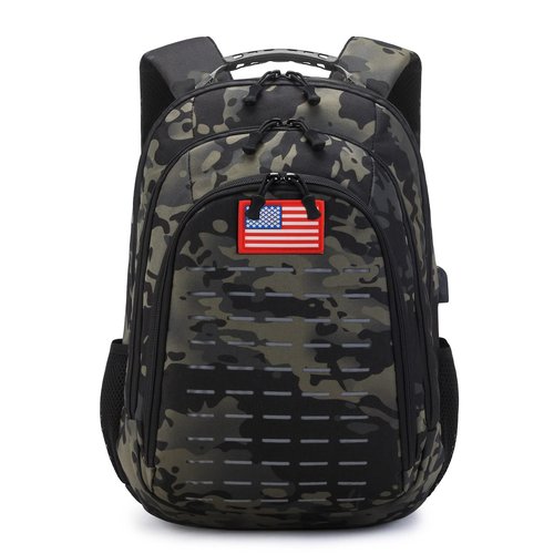 Qimailer Camo Backpack,Small Tactical Backpack for outdoor,Military Teen Boys Backpacks for School with USB Charging Port,40L