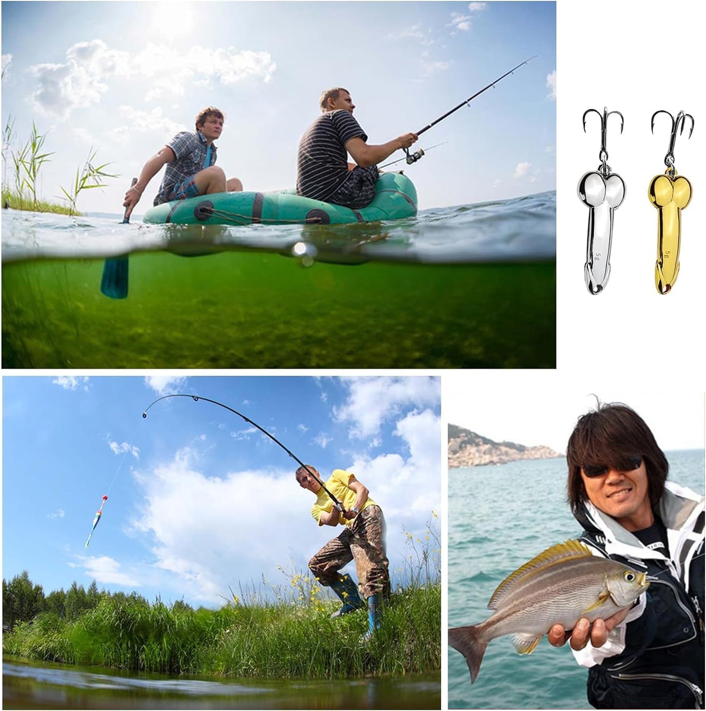 4Pcs Funny Fishing Lures Fishing Spoons Bass Fishing Lure Trout Lures Spinner Baits for Bass Fishing Gear Hard Metal Sequin Fishing Jigs Freshwater Saltwater Fishing Equipment Hook for Fishing Lovers