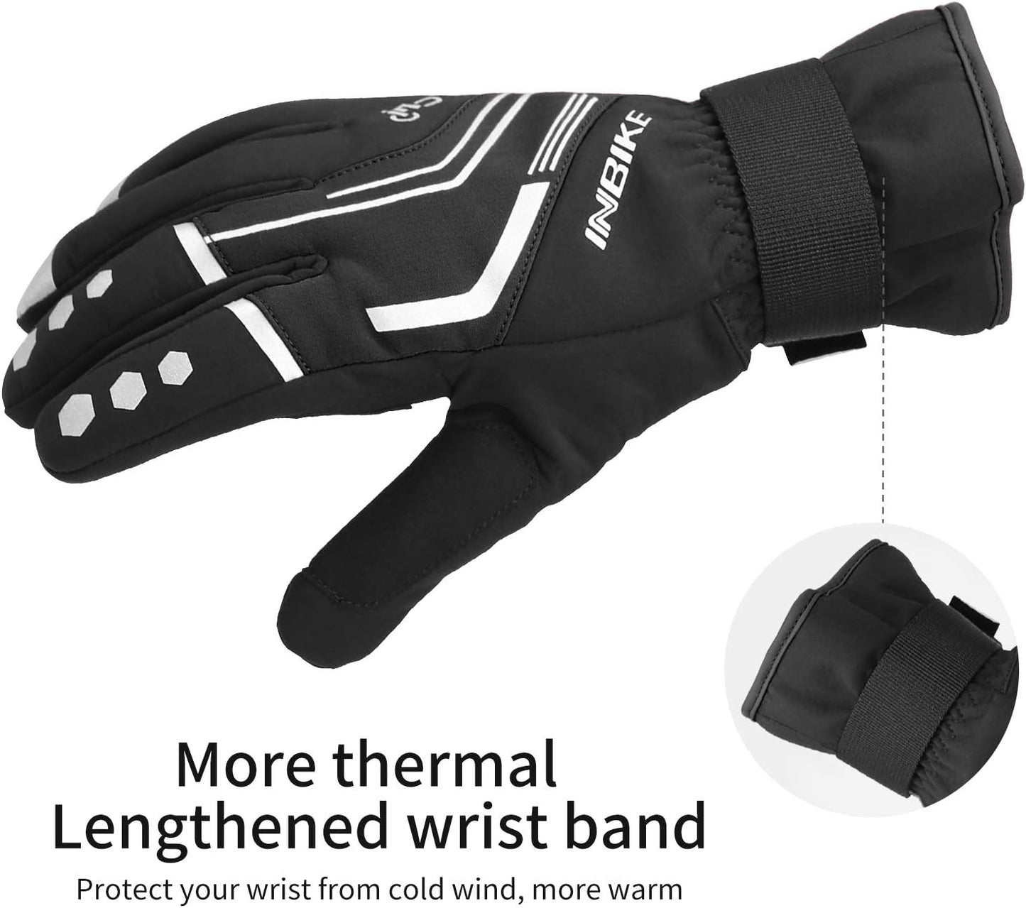 INBIKE Cycling Gloves for Men Winter Windproof Reflective Thermal Gel Pads Touch Screen