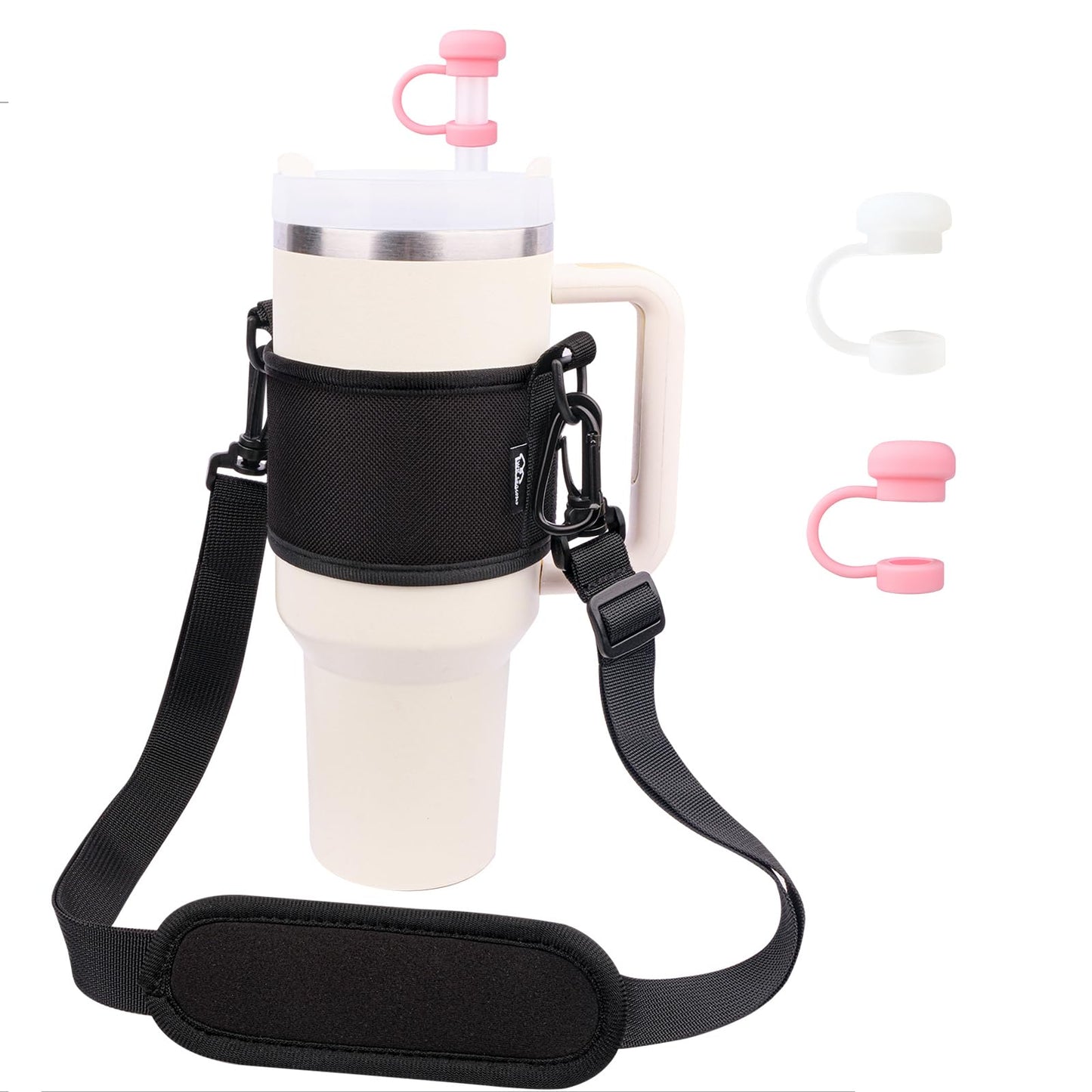 WK IEASON Water Bottle Handle Shoulder Crossbody Strap Shoulder Strap for Stanley Tumbler 30-40OZ with Straw Cover & Carabiner for Stanley Cup Accessories