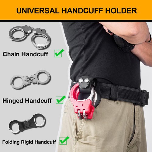 GUN & FLOWER Universal Case Holder Pouch, Compatible with ASP & Hinged/Chain/Folding Rigid Handcuff, Fits Duty Belt 1.5'' 1.75''