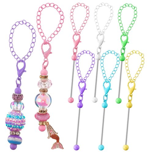Sayglossy 6 Pcs Beadable Charm Compatible with Stanley Charm Accessories for Tumblers with Handle Cup Chains Wire for 30 40 oz Water Bottle Jewelry Making Blank Beaded DIY Gift (Candy Color)