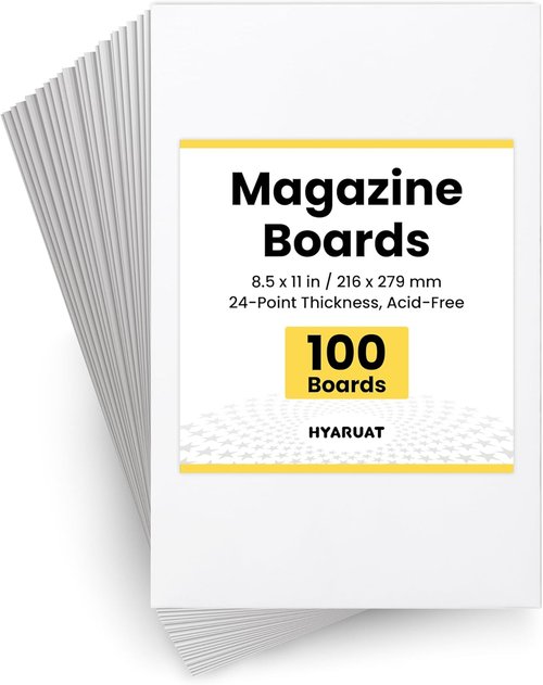 Magazine Boards – 100 Pack, 24pt Acid-Free, 8.5 x 11 Poster Board, Ideal for Magazine Storage & Fabric Organizer