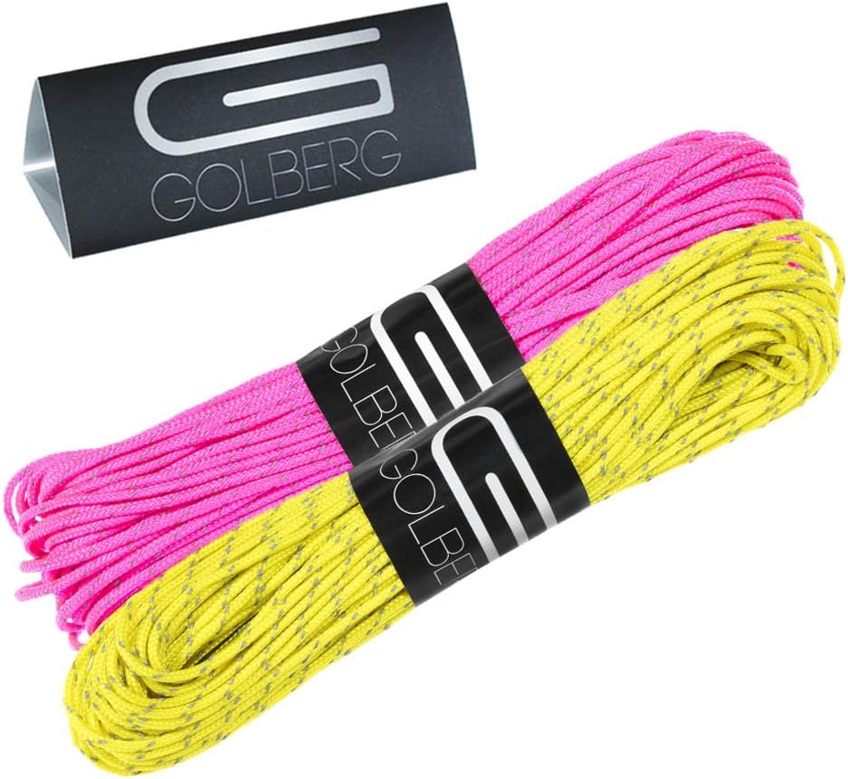 GOLBERG G 1.8mm Fluorescent Reflective 95lb Paracord – 20 Meters – Perfect for Guyline, Tent Rope, Camping, Hiking – (Reflective Neon Turquoise/Scarlet Red)