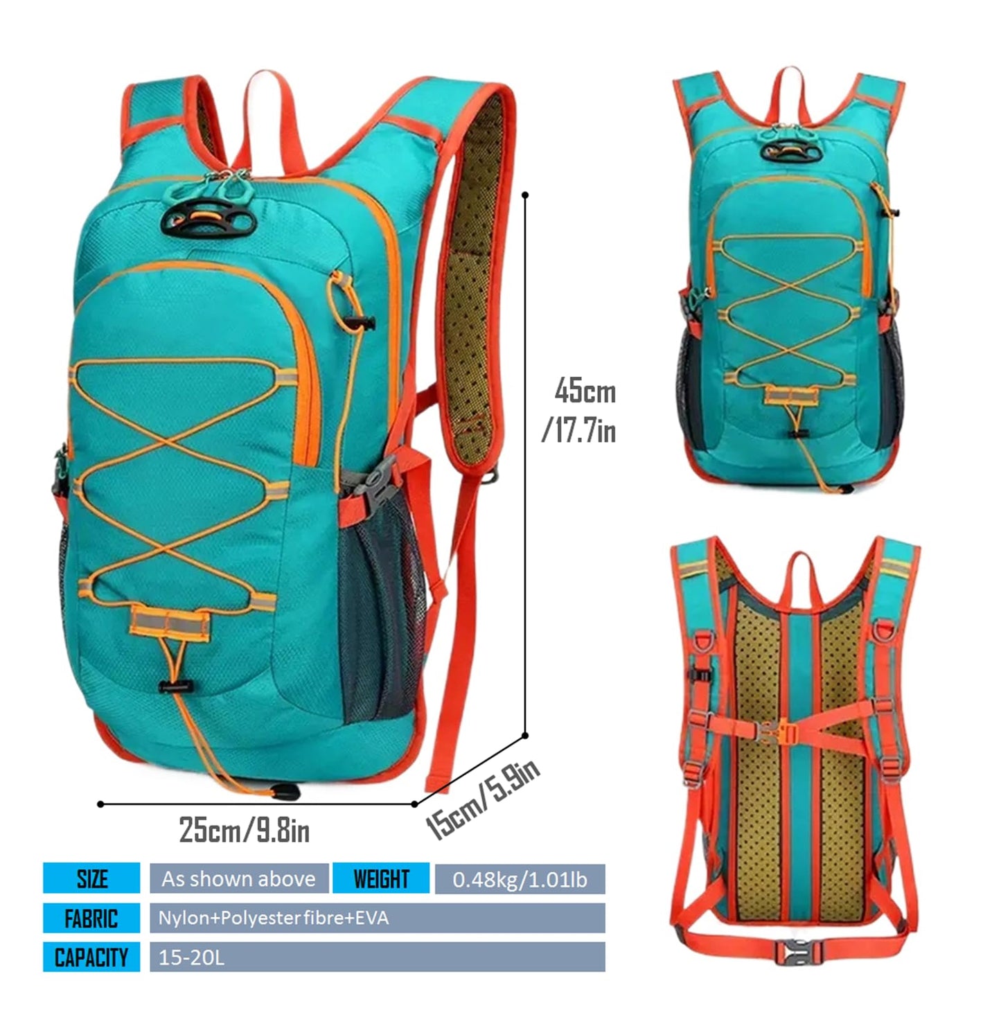 AUUEYY Lightweight Cycling Hydration Backpack,Large Capacity Pack for Travel,Hiking,Climbing,Skiing,Running Daypack for Men Women (Green)