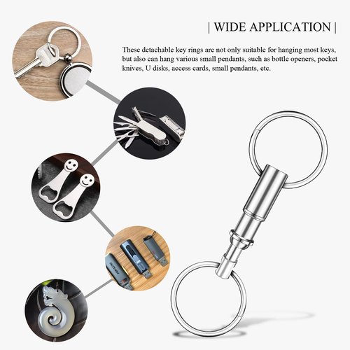 DUMEALAGR Quick Release Keychain, Detachable Pull Apart Key Rings Keychains Snap Lock Holder Dual Pull Apart Key Chain