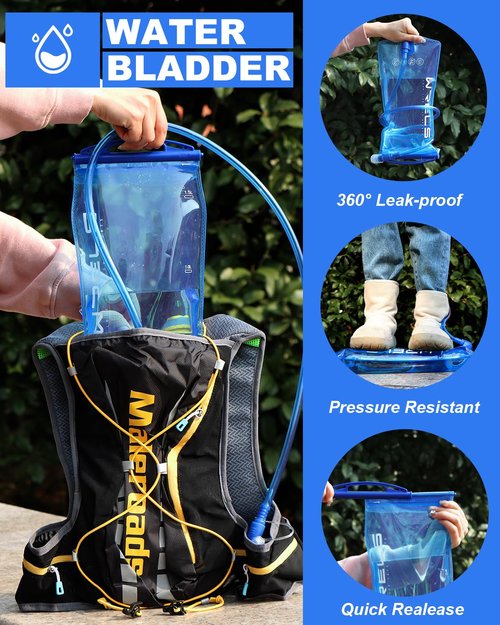 WRELS Hydration Bladder,Water Bladder for Hydration Pack,BPA-Free Leakproof Water Reservoir for Hiking Running Camping Cycling,1L