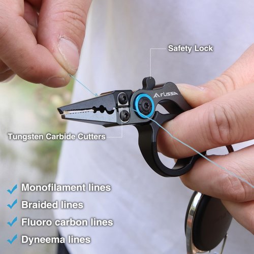 FLISSA Mini Fishing Pliers with Fly Fishing Zinger Retractor, Fish Hook Remover Tool, Split Ring Pliers for Saltwater & Freshwater, Tungsten Carbide Cutters, Fishing Gear Gift for Anglers