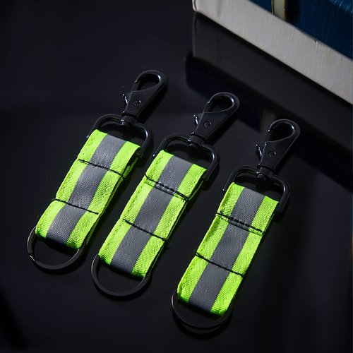 Sureio Reflective Firefighter Keychain with Reflective Patch Holder Ring Heavy Duty Swivel Snap Hook Firefighter Accessories (3 Pcs)