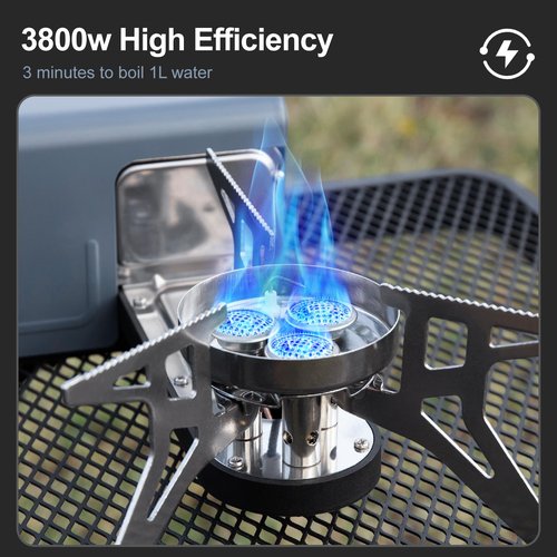 Odoland Portable Camping Stove 3800W Gas Stove Collapsible Backpacking Stove with Storage Bag for Indoor Outdoor Cooking Hiking and Picnic
