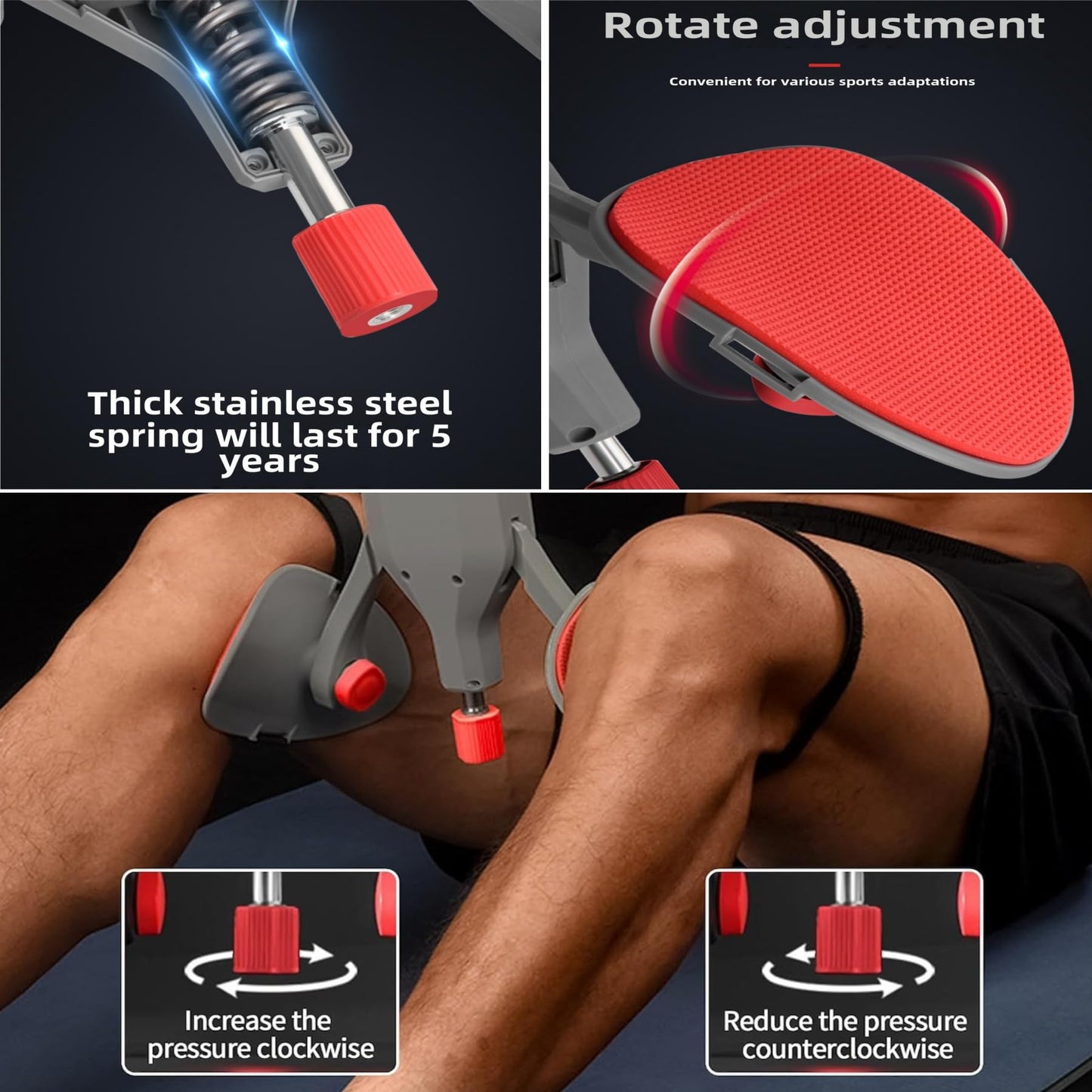 Adjustable Kegel Master Trainer with Resistance Bands - Pelvic Floor, Thigh, and Hip Trainer for Men and Women, 22-77lbs Resistance, Ergonomic Home and Office Fitness Device. (Black)