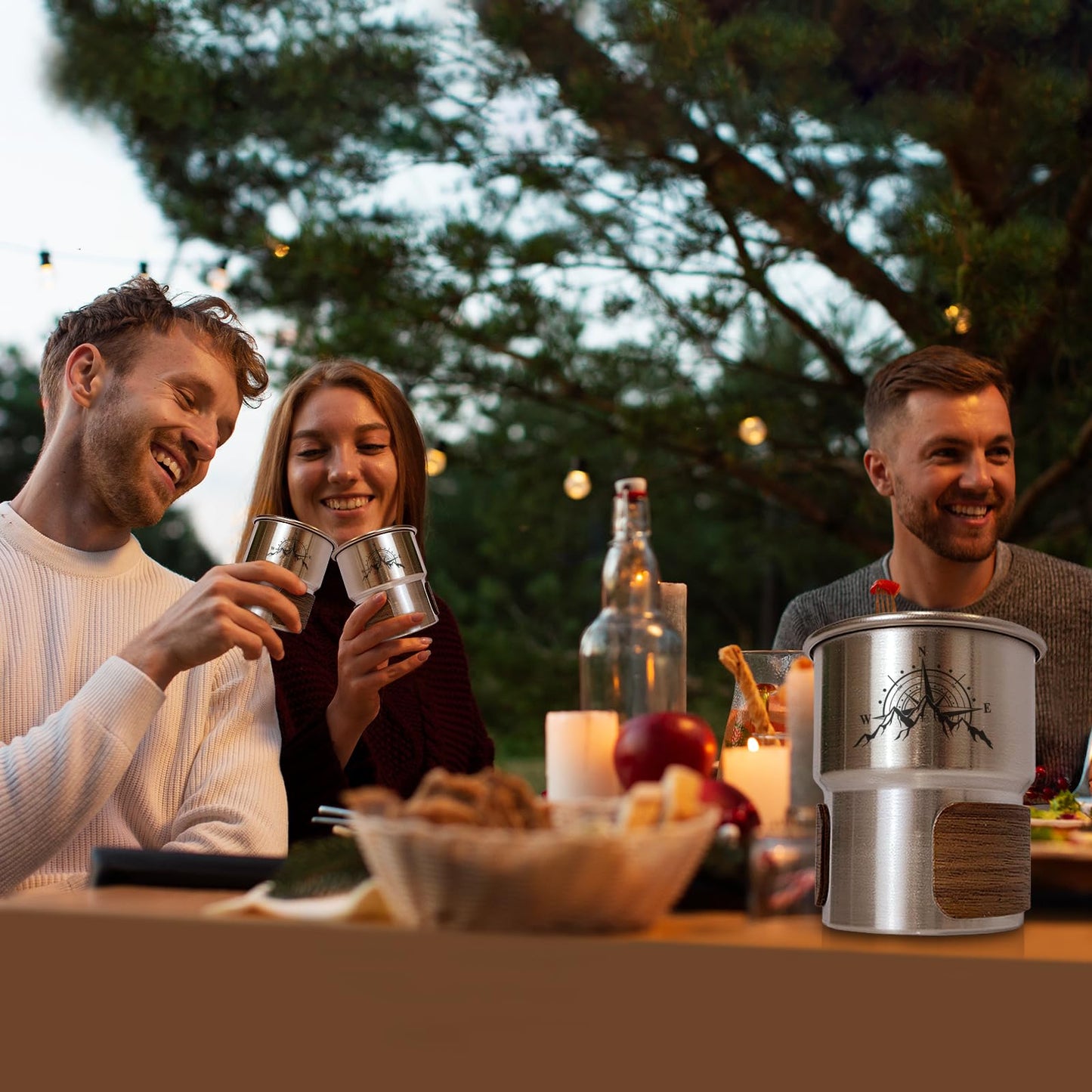 Jutasty Funny Stainless Steel Camping Coffee Cup for Camping Lover, Outdoor Camping Mug for Coffee Cold Beverages, Portable Camping Hiking Backpacking Travel Cup 9.5oz(280ml), Arctic Snow Mountain