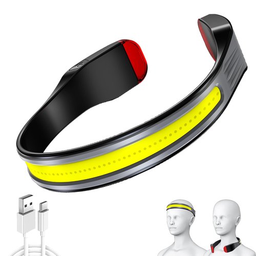 PINSAI LED Rechargeable Headlamp,Book Light for Reading in Bed, Neck Light,230°Wide Beam Head Lamp for Forehead, Waterproof Super Bright COB Head Light for Camping Running Hiking Repairing