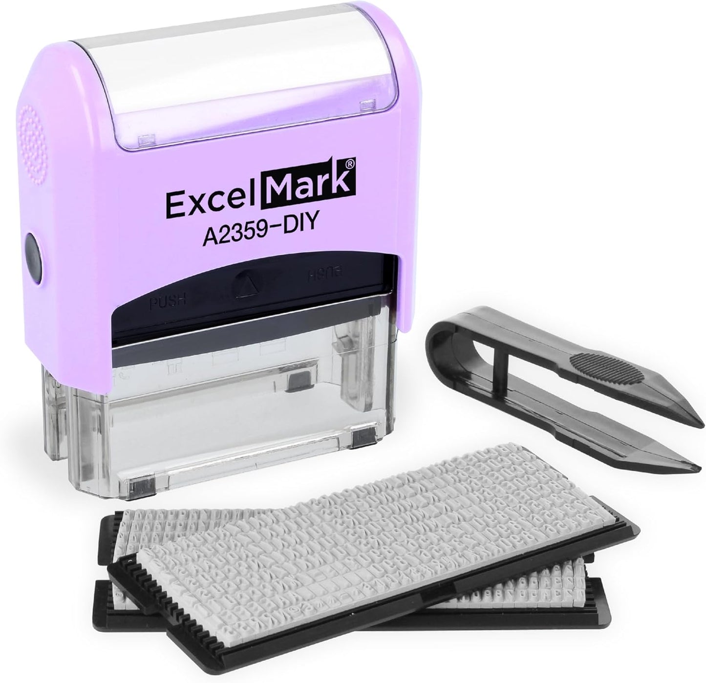 ExcelMark Self-Inking DIY Custom Rubber Stamp Kit - Personalized Stamper for Business or Home - Address Stamp, Message Stamp, and More (Black)