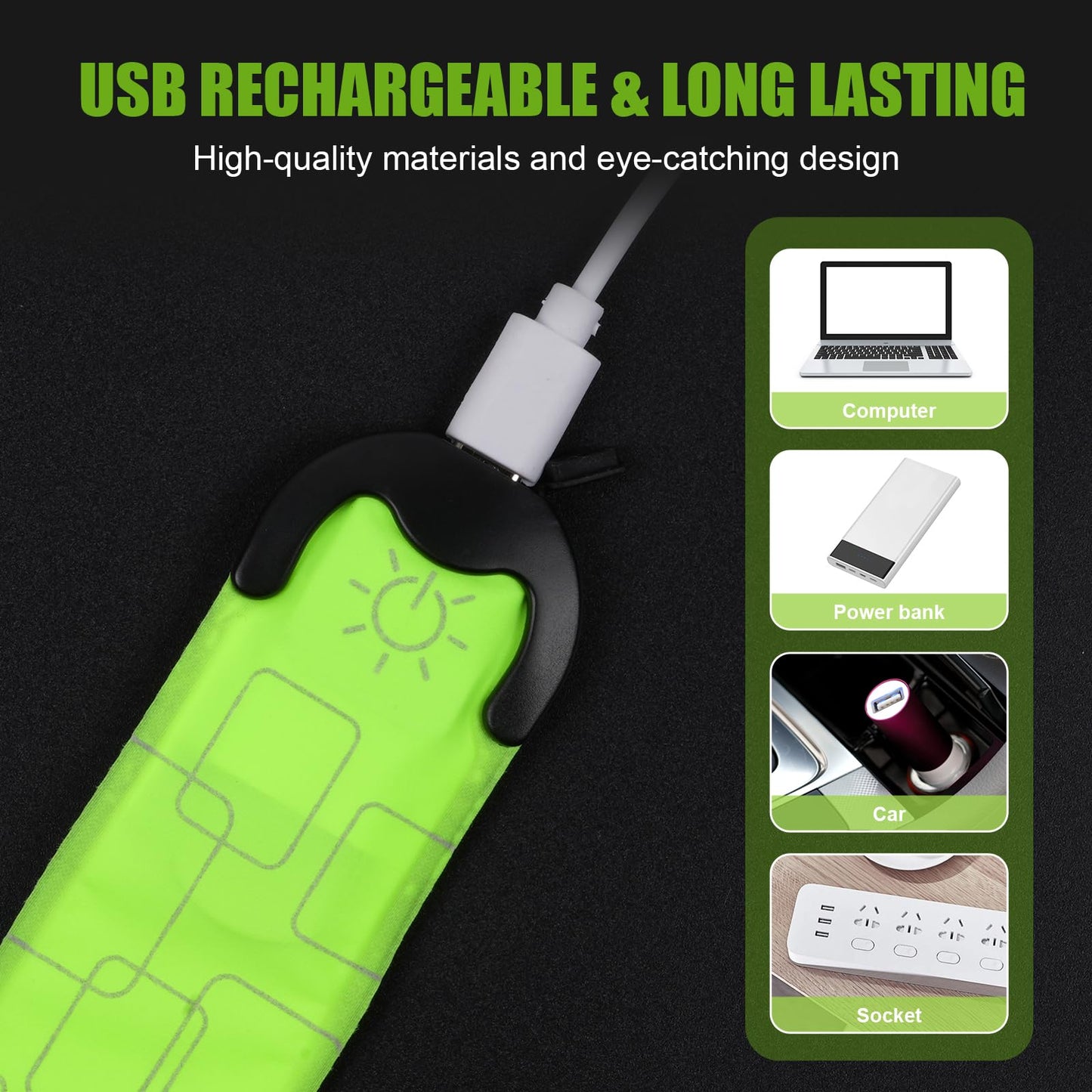 Aucuu Reflective Running Gear Set, Magnetic LED Clip Lights, Rechargeable Magnet Clip, Running Safety Lights with 3 Lighting Modes, High Visibility, Brightly Luminous for Night Running, Cycling