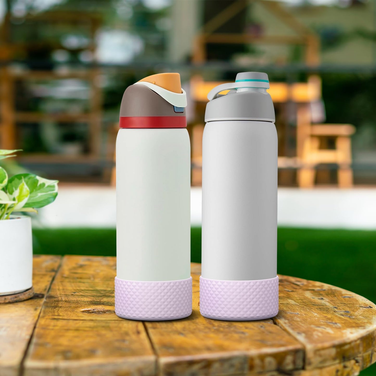 Alwenid 2PCS Silicone Water Bottle Boot for Owala 32 Oz, Anti-Slip Protective Sleeve Bottom Bumper Protector for FreeSip, Twist, and Flip Stainless Steel Water Bottles (Light Purple)