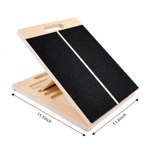 MUEUSS Portable Slant Board for Calf Stretching,Calf Stretcher Squat Wedge Wooden Adjustable,Physical Therapy Equipment,Incline Board for Squats Ankle Foot Heel Leg Knees Stretching