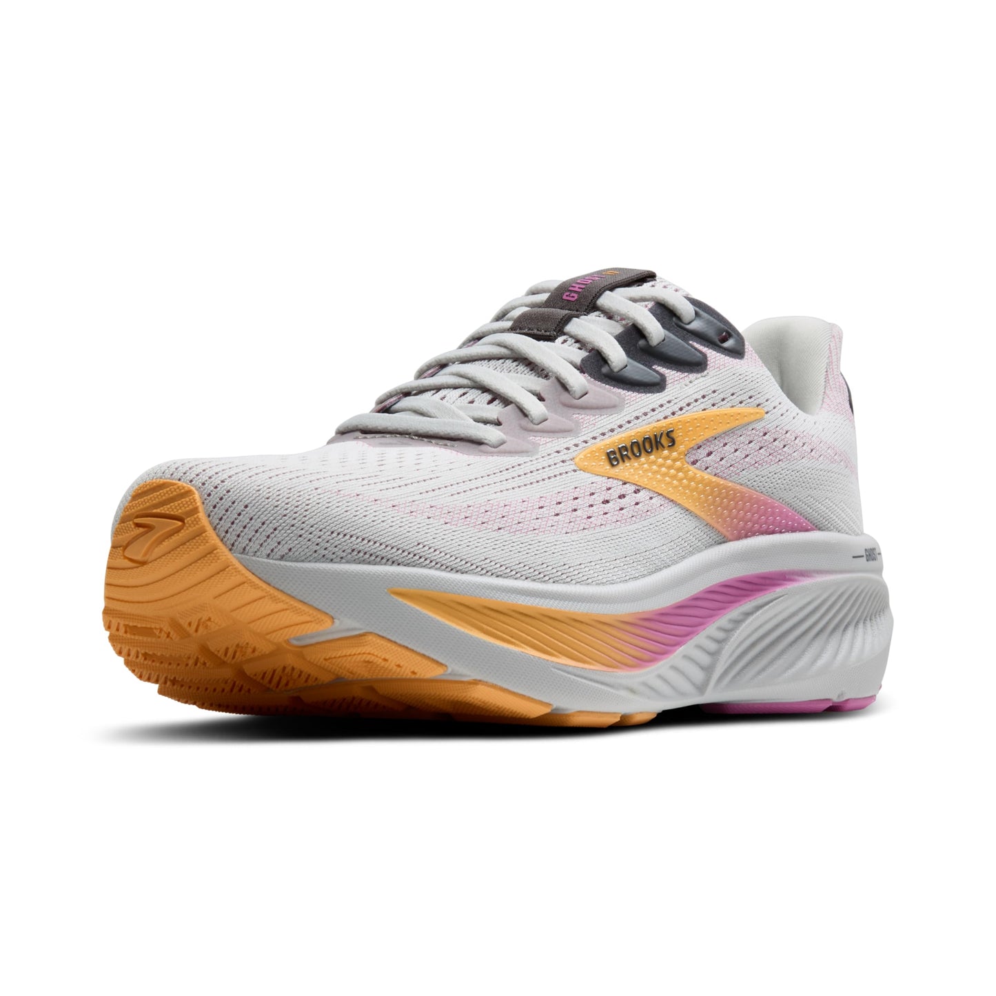 Brooks Women’s Ghost 17 Neutral Running Shoe - Oyster/Apricot/Pink - 13 Medium