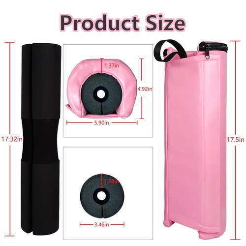 VirgoCCY Barbell Squat Pad - Updated 2in1 Foam Protective Pad - Neck Shoulder protective pads & Thickened Hip Thrustsh pads - Great for Squats, Lunges, Hip Thrust - Fit Standard Olympic Bar