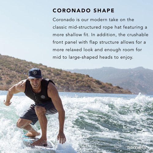 melin Coronado Anchored Hydro, White, Men's Rope Hat, Water-Resistant Fitted Baseball Cap for Men & Women, Golf, Running, or Workout Hat, Medium-Large