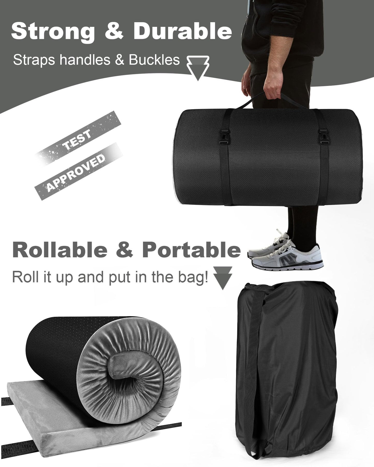 Ferlizer Memory Foam Camping Mattress, 3" [Single] Portable Roll Up Sleeping Pad with Waterproof Cover, 74 x 30