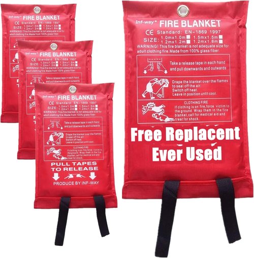 Inf-way Emergency Fire Blanket for Home and Kitchen, 5 Size for Choice, 1 Pack Fire Blanket 3.3x3.3ft