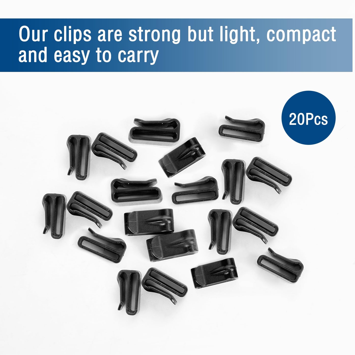 Adnee 20 Pack Snowshoe Strap Clips - 0.8 inch Ski Boot Wraps Buckle - Multipurpose Snowshoes Replacement Clips for Women Men Youth Kids Snowshoe Bindings