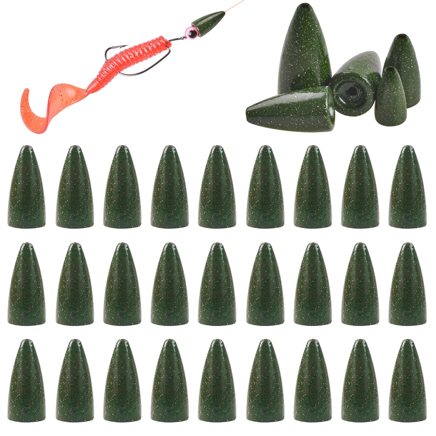 Fishing Weights Sinkers, Bullet Fishing Weights Worm Sinkers Painted Slip Sinkers for Bass Fishing Texas Rigs Carolina Rigs Saltwater Freshwater Fishing Tackle