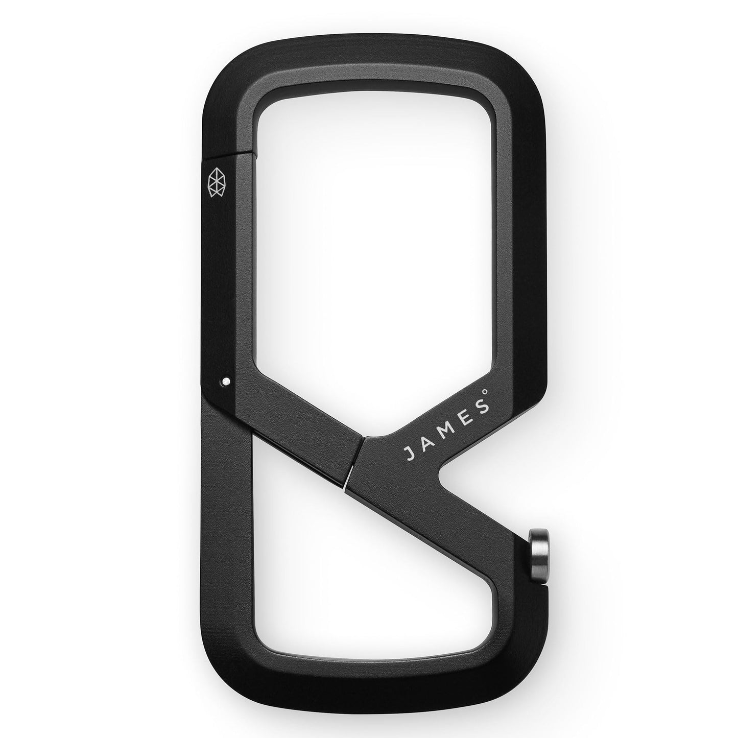 JAMES° Mehlville Machined Carabiner with Dual Compartment Design to Securely Lock Your Keys, Lightweight Single Body Construction for Everyday, Black