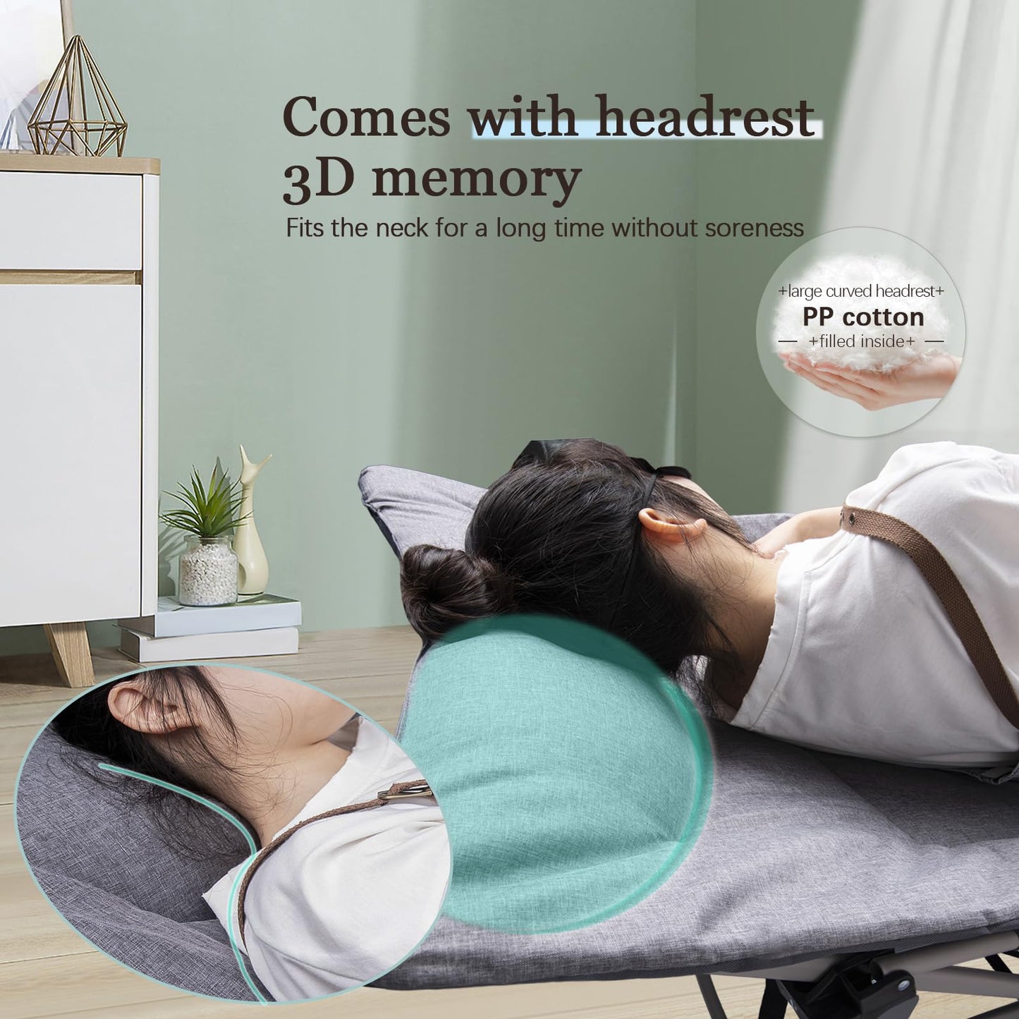 KAKO Folding Camping Cot, Heavy Duty 600 Lbs Portable Bed for Adults, Camping Beds with Carry Bag, Grey