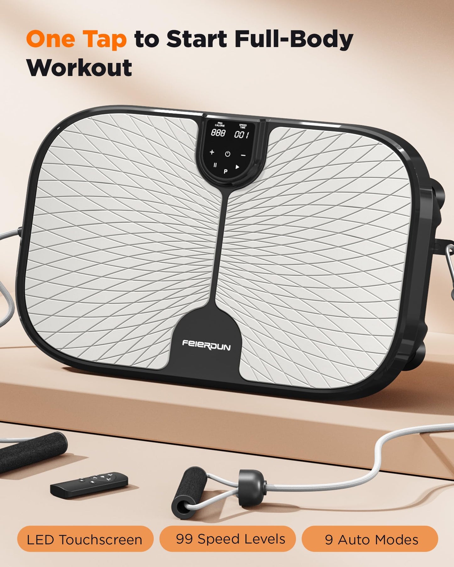 FEIERDUN Vibration Plate Exercise Machine, 400 LBS Capacity Vibration Plate for Lymphatic Drainage, Max Space for Whole-Body Workout & Relaxation at Home-Black