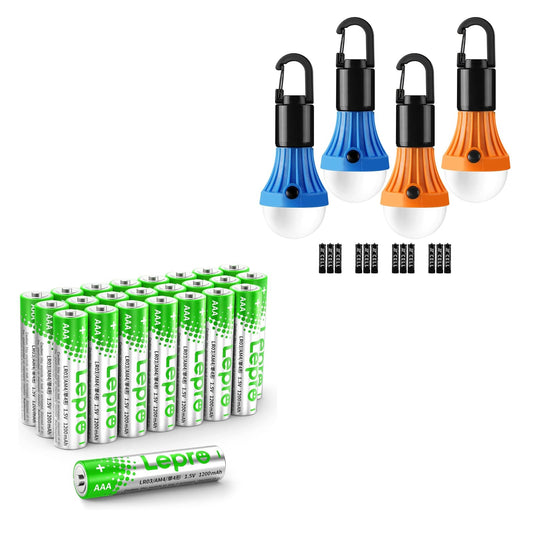 Lepro LED Camping Lantern 3 Lighting Modes and Lepro AAA Batteries 24 Pack