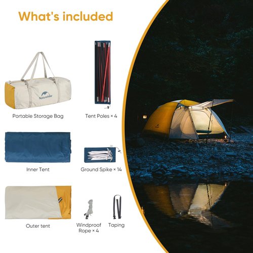 Naturehike Camping Tent, 2/3 Person Double Layer, Instant Easy Setup, Waterproof PU2000mm, 54 MPH Wind Resistance, UPF 50+, Outdoor Tent for Camping, Festivals, Backyard, Sleepovers