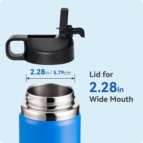 Prurex Dust Cover Straw Lid for Hydro Flask Wide Mouth Water Bottle,Replacement Straw Cap with Straw for Hydroflask 12-64 oz Wide Mouth Bottle