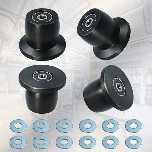 Vsttar Qty.4 Machined Wheels/Rollers Compatible with Total Gym Replacement, Fits Models XL, XLS, & Fit with Bearings Thru Hole of 1/4'' in Diameter, Black