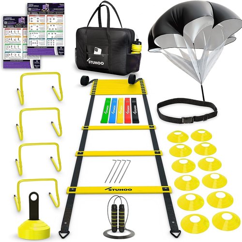 STUHOO Agility Training Equipment Set | Soccer Training Equipment for Kids Youth | Agility Ladder Speed Training Equipment with Bag | Football Training Equipment with Speed Hurdles, Cones for Footwork