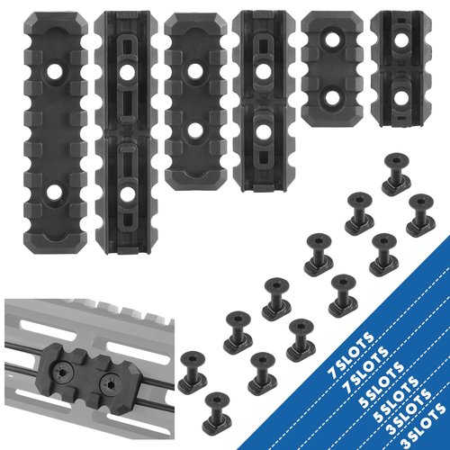 ZBULAR Picatinny Accessory Rail Single Picatinny Rail Pressure Switch Cable Guides Compatible with M-LOK System, Flashlight Laser Wire Management System 3-3-5-5-7-7 Slot - 6 Pieces