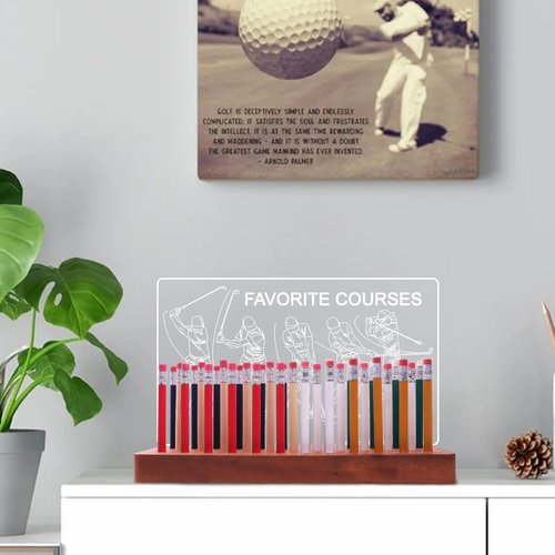 CoolGift Mart Light Up Golf Pencil Display Case, Wooden Acrylic Accessories with Warm White Lights for Pencil Display and Storage in Homes, Offices, Golf Pro Stores, Golf Museums, and Galleries