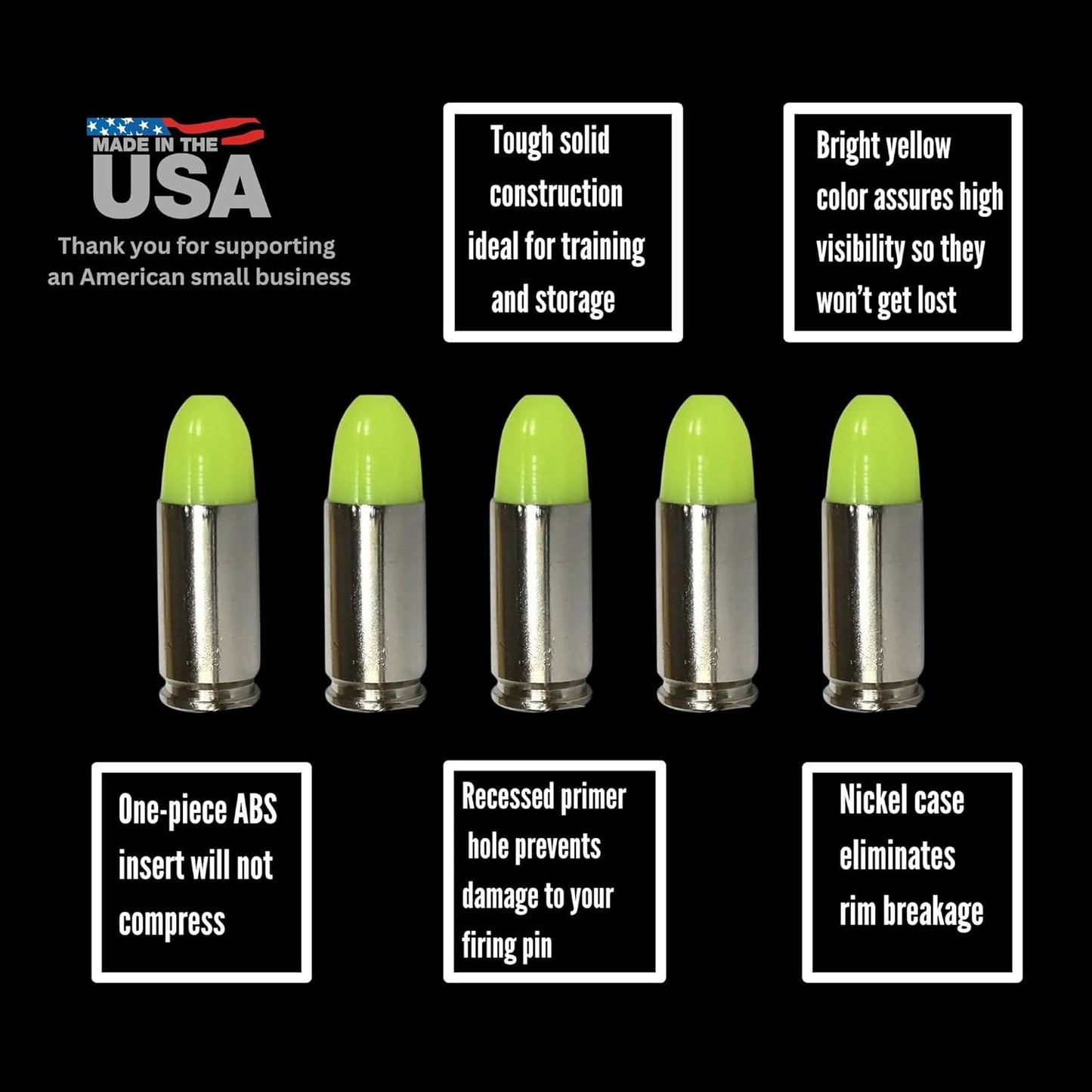 ST Action Pro 9mm Snap Caps – Yellow Safety Trainer Dummy Rounds, Reusable Dry Fire Training Ammunition (20-Pack) for Gun Owners