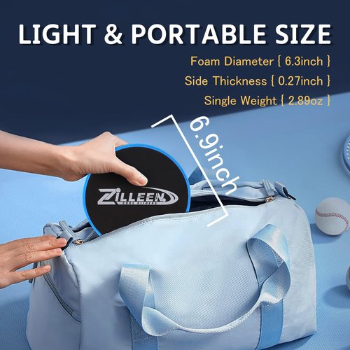 ZILLEEN Exercise Sliders for Working Out Blue Fitness Discs for Pilates Women Men, 2 Pack
