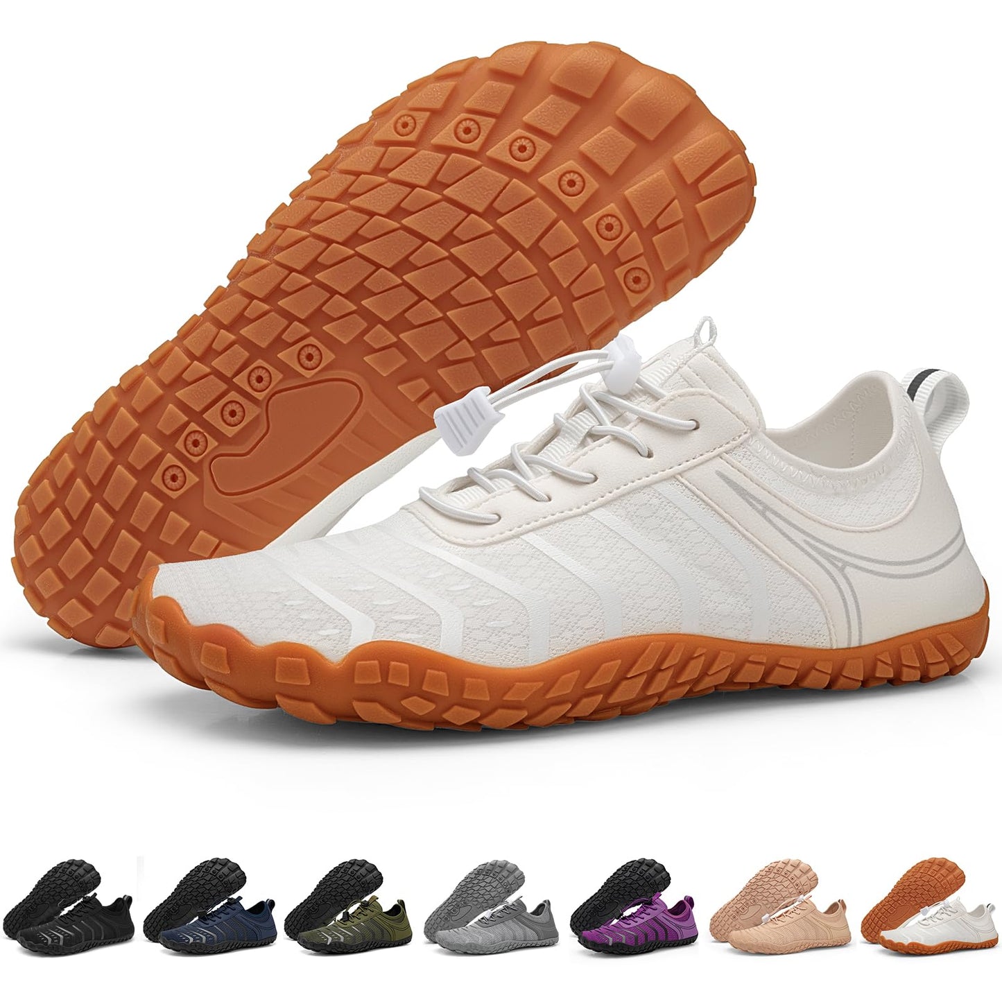 2026 New Hiking Barefoot Shoes Womens Mens Footwear,Wide Toe Box Water Shoe for Women Men,Zero Drop Comfortable & Non-Slip Barefoot Vitality Shoe Women's Athletic Footwear for Walking Hiking White-a