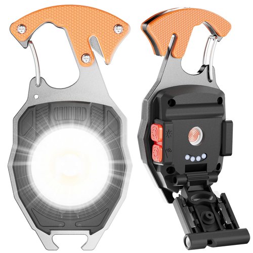 SEANCHEER Keychain Work Light Keychain Flashlights,Portable Rechargeable COB Work Light Emergency Light with Magnet Base,Whistle for Fishing,Cycling and Hiking-7 Light Modes