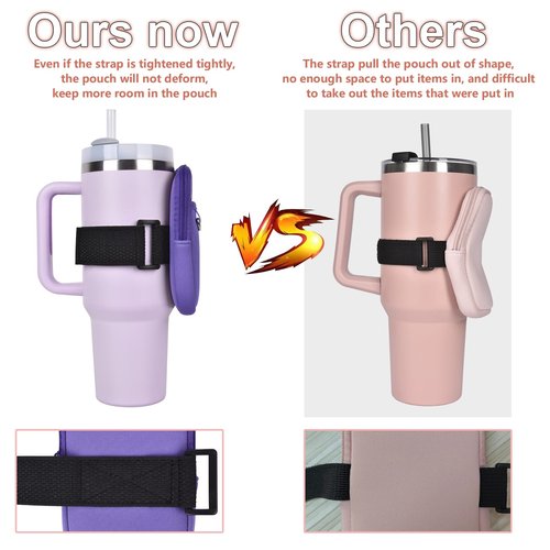 RUCHBA Neoprene Water Bottle Pouch Compatible with Stanley Tumbler Quencher Adventure IceFlow Compatible with Simple Modern with Handle 20oz 30oz 40oz, Gym Tumbler Cup Accessories Bag for Sports