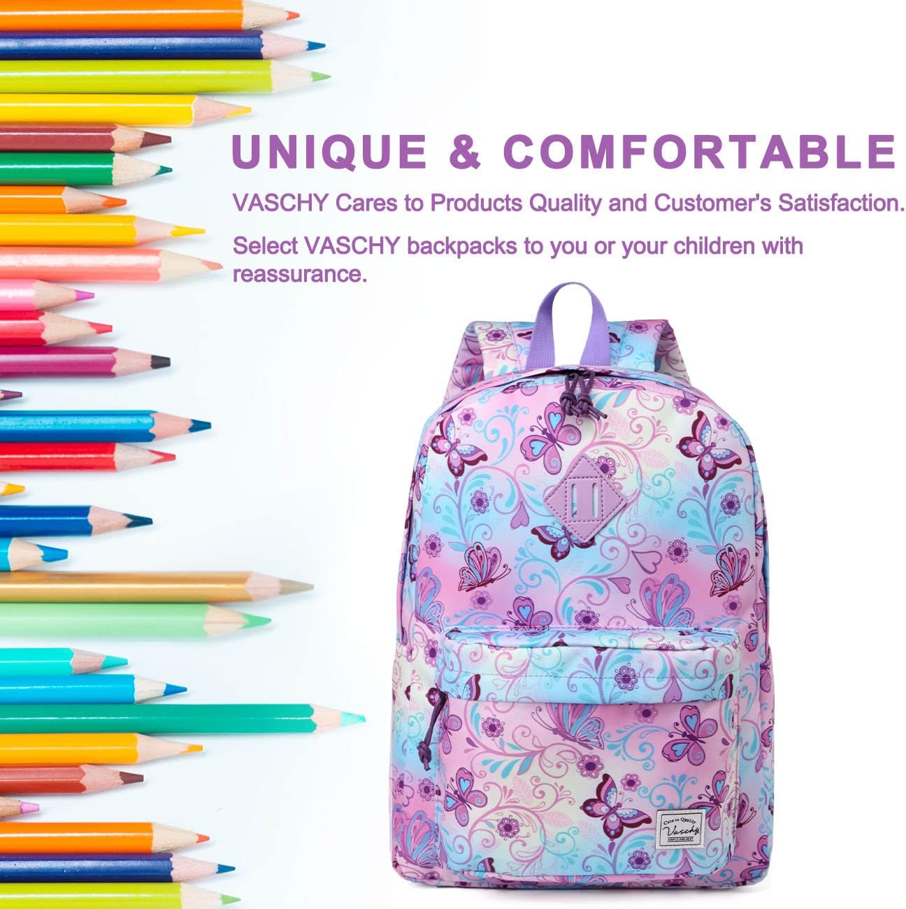 VASCHY Backpacks Handbags, Lavender, M